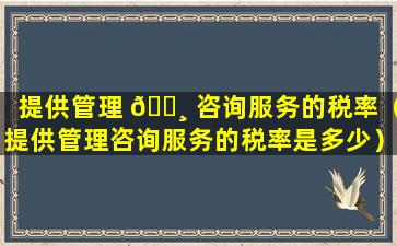 提供管理 🕸 咨询服务的税率（提供管理咨询服务的税率是多少）